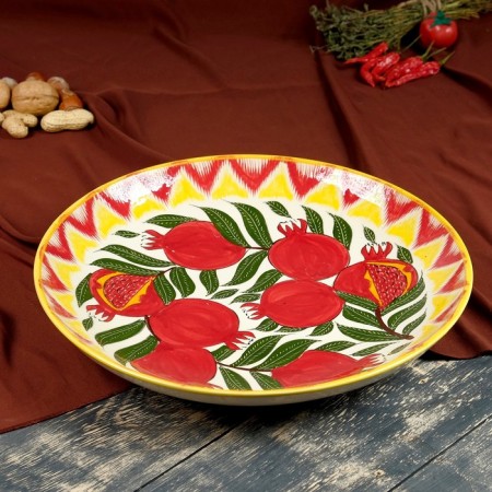 Set of Tea Rishtan Ceramics "Grenates", 9 objects (kettle 1 l, Piala 0.5/0.3 l)-2