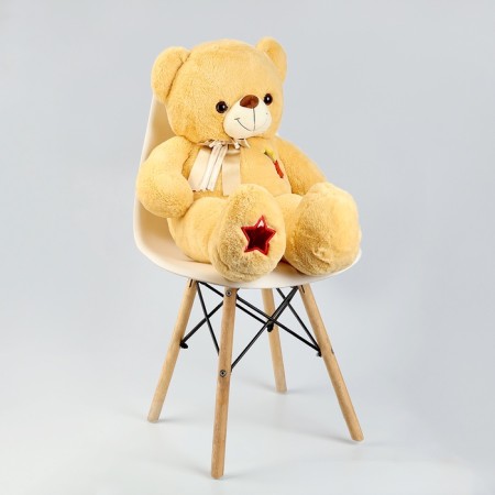Soft toy "Bear", with stars, 80 cm, beige color-3