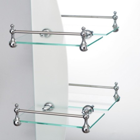 Mirror, wall -mounted, with sandblasting graphics, with shelves, 50 × 70 cm-2