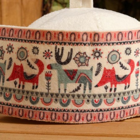 The fox hat "Fox, moose", print, white felt-1