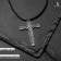 Unisex “Sword” Carved, Color Black Silver on a Black Cord, 41 cm