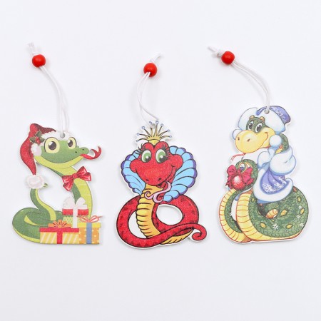 New Year! Set of suspensions in a wooden gift package, 9 pcs.-3