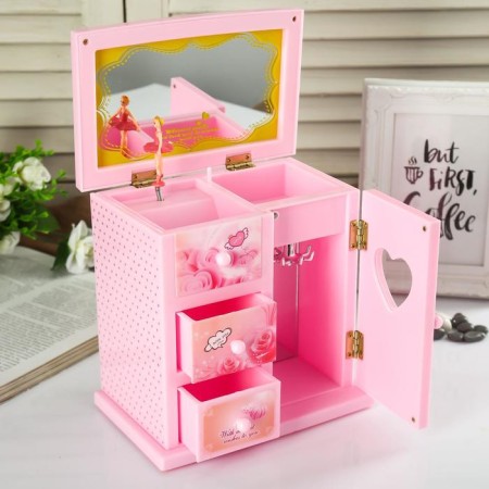Musical box "Pink cabinet with surprises" 18x18x12 cm-1