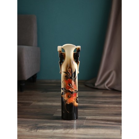 Ceramic vase "Sakura", floor, white, flowers mix, 53 cm-6