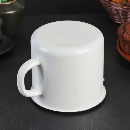 Emalous mug with a nose, 1 l, with a lid, white color-2