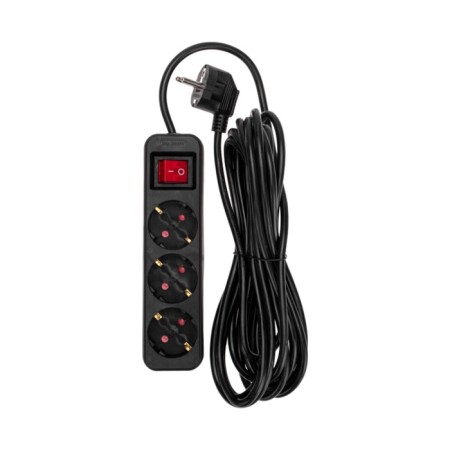 Extension cord Standard 3 Nests, 5m, 3x1.0mm², s/h, with a switch, black rexant