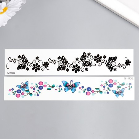 Tattoo on the body "butterflies in flowers" mix 16x3 cm