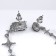 Hanging earrings with rhinestones "constellation" with geometry, black color in silver, 5.5 cm