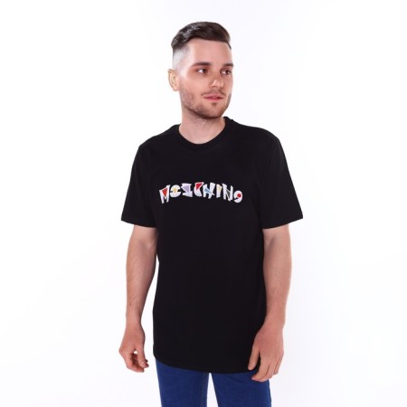 T -shirt male, black color/print mix, size S