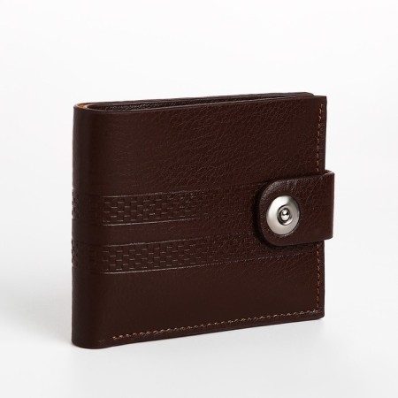 Male purse on a magnet, department for bills, for maps, for coins, brown color