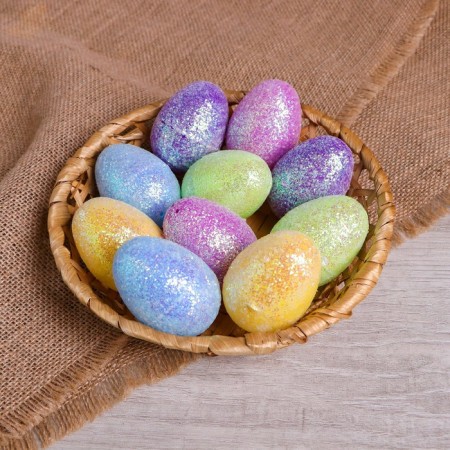The basis for the creativity “Egg with sparkles” opens, a set of 10 pcs, size 1 pc: 4 × 6 cm, color mix