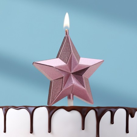 Candle for Cake "Star" of the face, rose gold