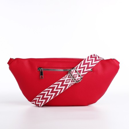 Bag Cross-Bodi with a zipper, red color-3