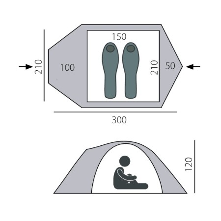 Btrace Talweg 2+ tent, two-layer, 2-seater, green color-2
