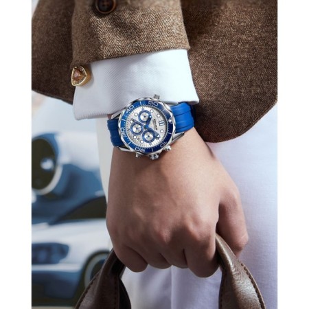 Men's watches, with a calendar, backlight, chronograph, D-4.3 cm, blue-3