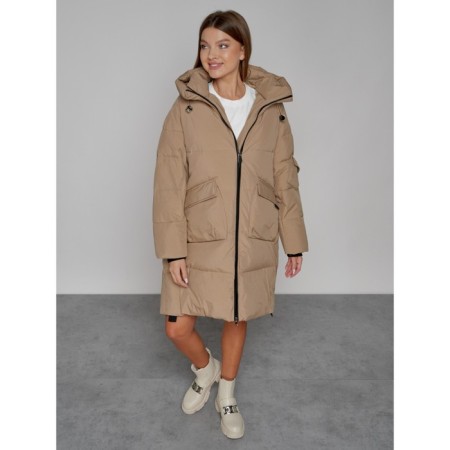 Coat insulated winter female, size 50, color light brown-8