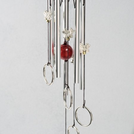 Wind Music Metal "Rings with butterflies" 5 tubes 68 cm-2