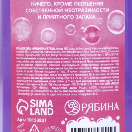 Гель для душа «Да, я красотка!», 250 мл, аромат черничного чизкейка, ЧИСТОЕ СЧАСТЬЕ-5
