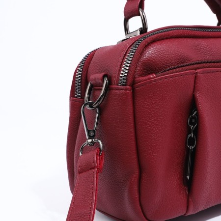 Cross-Bodi bag with zipper, burgundy color-4