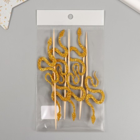 Decor for creativity "Golden-Brilliant Snake" 12.5 cm (set 6 pcs)-5