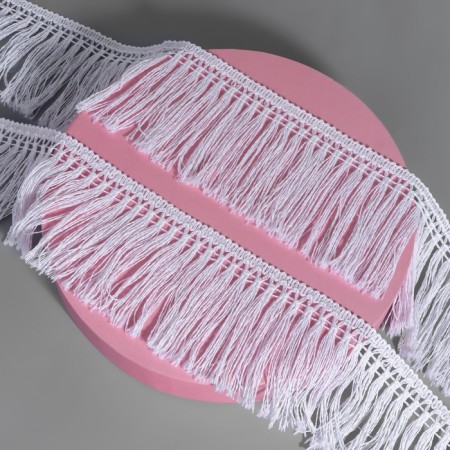 Decorative braid "Furger", 65 mm, 10 ± 1 m, white color