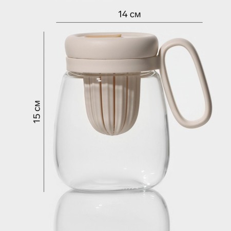 Glass mug with a lid and tube "Bjorn", 850 ml-2