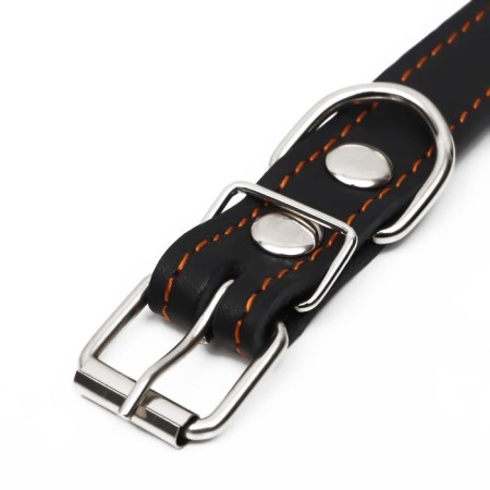 Leather collar on synthetic winterizer, dimensionless, 54 x 2.5 cm, Osh 19-47 cm, black-3