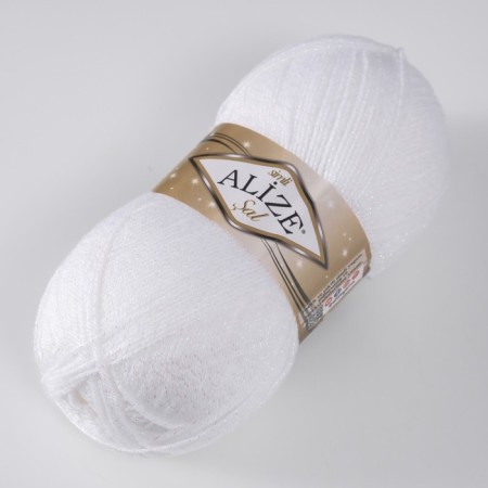 Yarn "SAL SIM" 95% acrylic, 5% metallic 460m/100g (55 white)-1