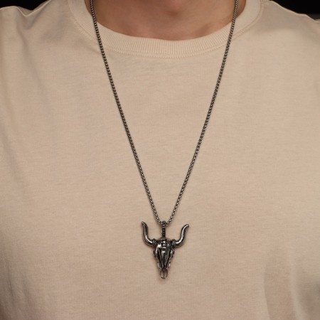 Unisex “bull” head, color black silver, 60 cm-1