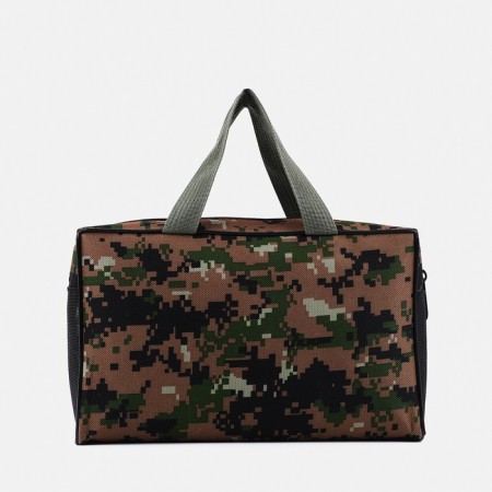 Cosmetic bag on a zipper, with a grid, khaki color/brown-1