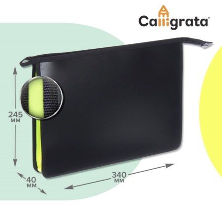 Plastic folder A4, 340 x 245 x 40 mm, lightning from above, plastic, calligrata top, black/yellow