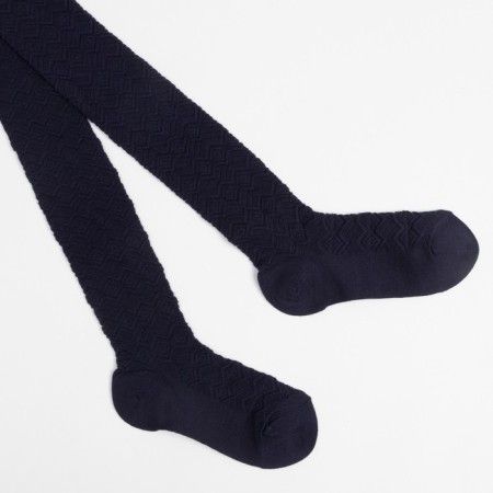 Pantyhose children's openwork, dark blue color, height 122-128 cm-3