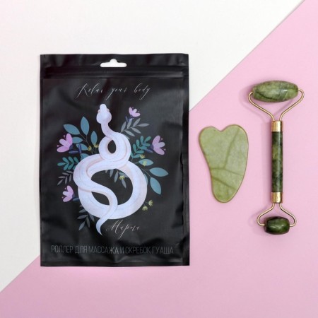 Set of massager Guasha for the face "March 8", calcite and Serpentin-2