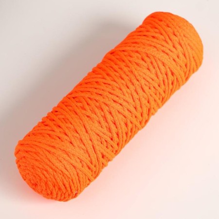 Knitting cord "Classic" without a core 100% polyester width 4mm 100m (orange. Lumin.)-1