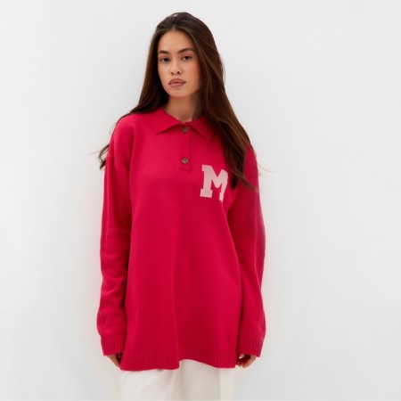 Jumper Women's Mist with a Polo collar pink, p. S (40-42)