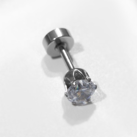 Piercing Labret "Shine", l = 1.2 cm, white color in silver, packing 12 pcs.