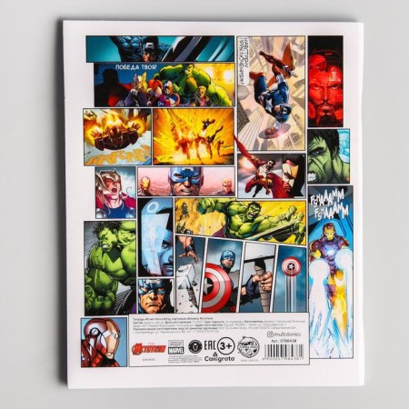 Notebook 48 sheets in a cage, cardboard cover, Avengers-2