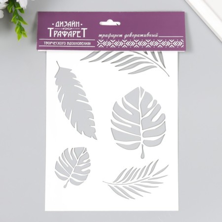 Plastic stencil "leaflets" 24x16 cm-2
