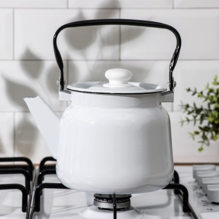Kettle, 2.3 l, without a decolle, enameled cover, induction, white color-4