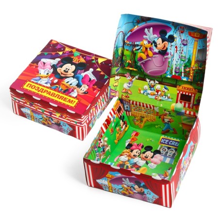 Gift folding box with 3D "Congratulations!", Mickey Mouse, 15x15x7 cm
