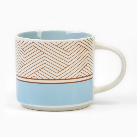 Ceramic mug with a lid and spoon "Geometry", 470 ml, beige color-4