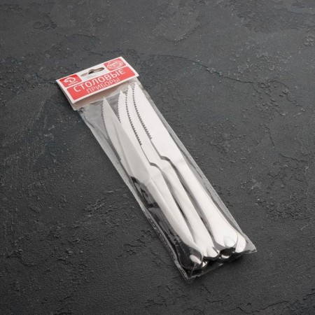 Stainless steel meat knives “drop”, length 22.5 cm, 6 pcs, silver color.-2