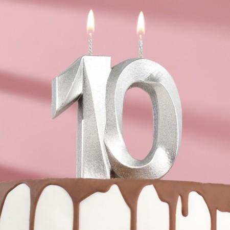 Candle in the cake jubilee "line", number 10, silver