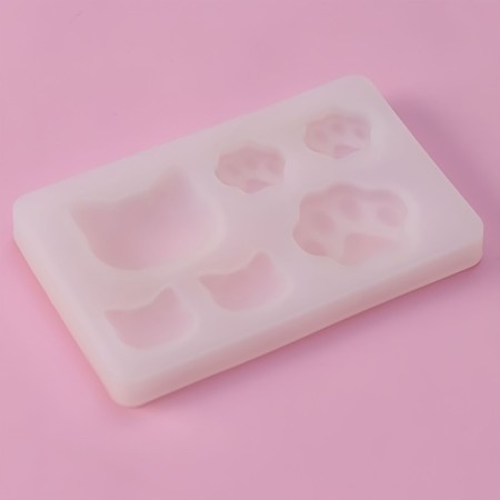 Mold Dolyana "Kotik", silicone, 7.7 × 5 × 0.7 cm, 6 cells, transparent color-1