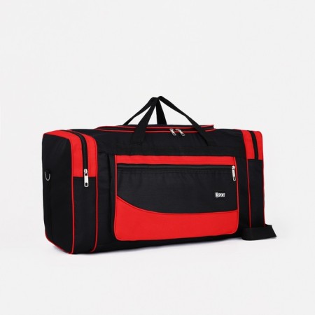 Road bag, 3 parts on lightning, external pocket, long belt, black/red color