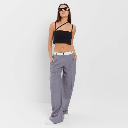 Women's pants with contrasting belt MIST R.46, Gray-1