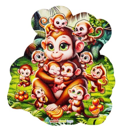 Puzzle liner "Monkey with kids", 14 details