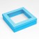 The box is folding, cover is, turquoise, with a window 30 x 30 x 8 cm