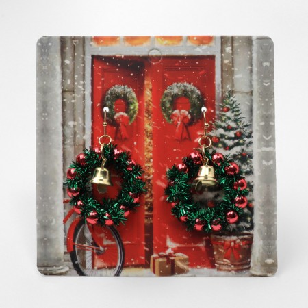 New Year! Earrings "New Year" wreath, zylhen-red in gold-3