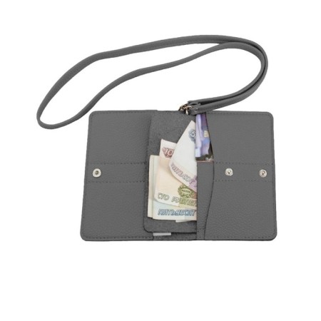 Passport cover, genuine leather, gray 14x10x0.5 cm-1